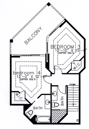 Florida House Plan 58902 with 4 Beds, 5 Baths, 3 Car Garage Second Level Plan