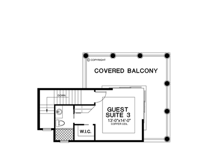 Florida House Plan 58906 with 3 Beds, 5 Baths, 3 Car Garage Second Level Plan