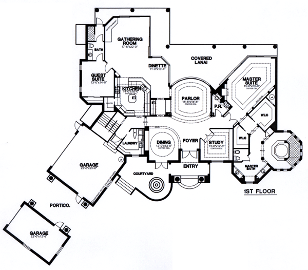 Florida House Plan 58907 with 3 Beds, 4 Baths, 3 Car Garage Level One
