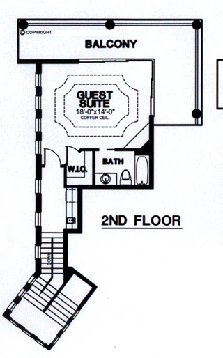 Florida House Plan 58907 with 3 Beds, 4 Baths, 3 Car Garage Second Level Plan