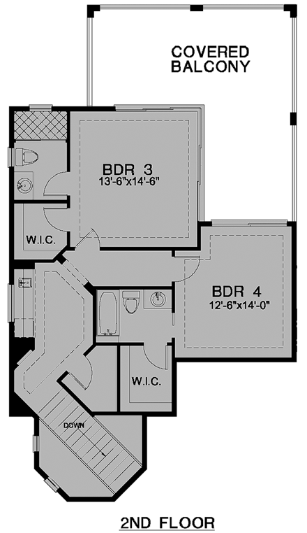 Florida House Plan 58912 with 4 Beds, 6 Baths, 3 Car Garage Second Level Plan