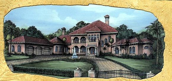 Florida House Plan 58925 with 4 Beds, 5 Baths, 3 Car Garage Elevation