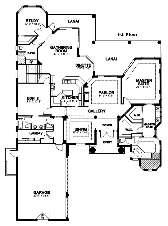 House Plan 58927 - Florida Style With 3534 Sq Ft, 3 Bed, 4 Bath