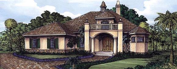 Florida, One-Story House Plan 58933 with 3 Beds, 3 Baths, 2 Car Garage Elevation