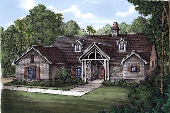 European, One-Story House Plan 58940 with 3 Beds, 2 Baths, 2 Car Garage Elevation