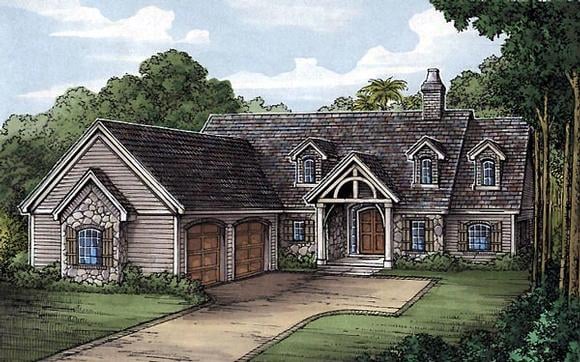European, One-Story House Plan 58942 with 3 Beds, 3 Baths, 2 Car Garage Elevation