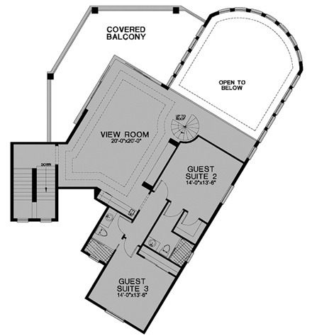 Florida House Plan 58943 with 3 Beds, 4 Baths, 3 Car Garage Second Level Plan