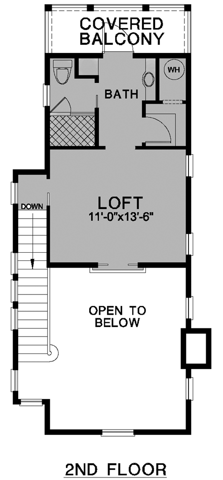 Narrow Lot, Victorian House Plan 58945 with 3 Beds, 4 Baths, 1 Car Garage Second Level Plan