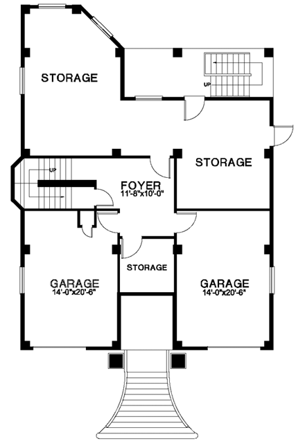 Florida House Plan 58947 with 3 Beds, 2 Baths, 2 Car Garage First Level Plan