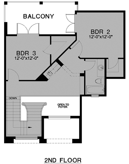 Florida House Plan 58949 with 3 Beds, 3 Baths, 2 Car Garage Second Level Plan