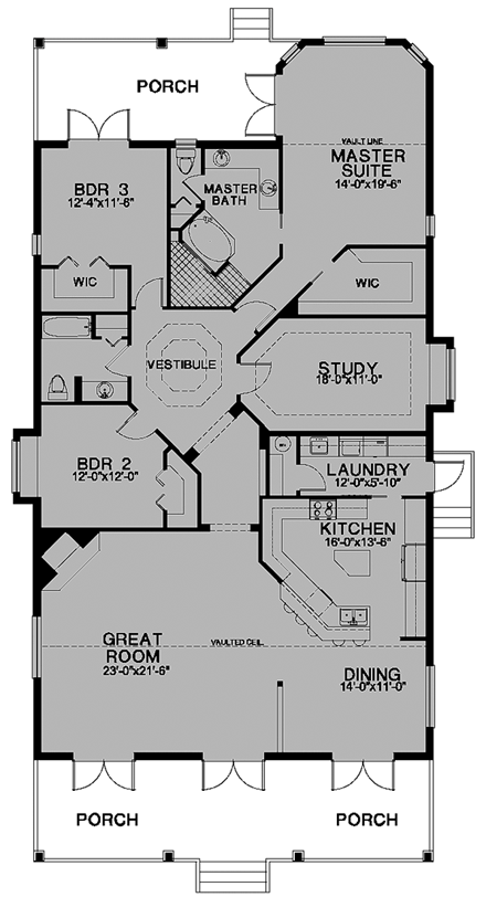 Florida House Plan 58950 with 3 Beds, 2 Baths First Level Plan