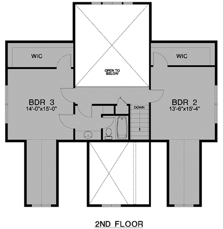 Florida House Plan 58954 with 3 Beds, 3 Baths, 3 Car Garage Second Level Plan