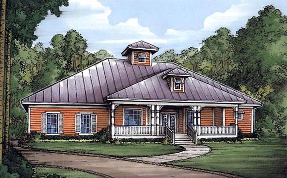 Florida, One-Story House Plan 58958 with 3 Beds, 2 Baths, 2 Car Garage Elevation
