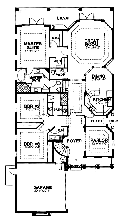 Florida, Plantation House Plan 58968 with 5 Beds, 5 Baths, 2 Car Garage First Level Plan