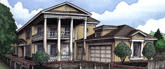 Florida, Plantation House Plan 58968 with 5 Beds, 5 Baths, 2 Car Garage Elevation