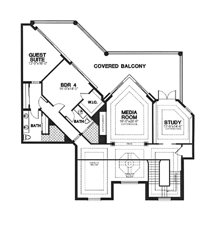 Colonial, Plantation House Plan 58980 with 5 Beds, 6 Baths, 3 Car Garage Second Level Plan