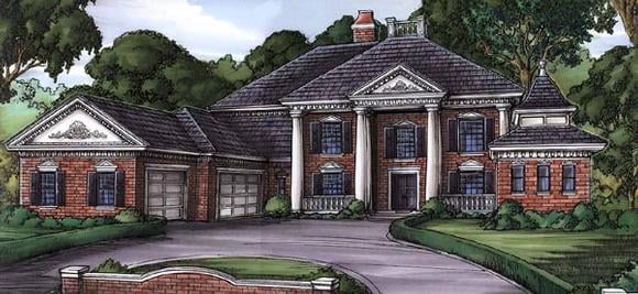 Colonial, Plantation House Plan 58980 with 5 Beds, 6 Baths, 3 Car Garage Elevation
