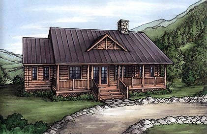Cabin, Log House Plan 58982 with 5 Beds, 4 Baths Elevation
