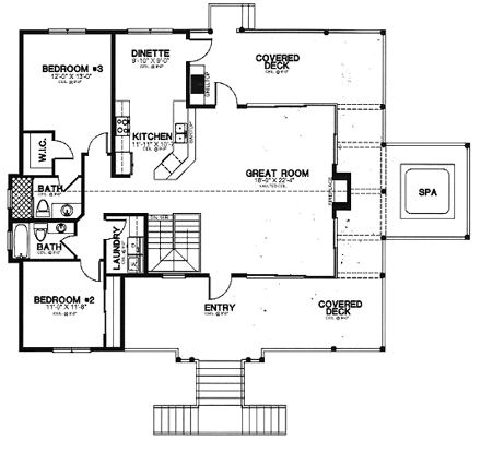 Cabin, Log House Plan 58985 with 4 Beds, 4 Baths First Level Plan