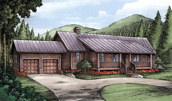 One-Story, Ranch House Plan 58987 with 3 Beds, 4 Baths, 2 Car Garage Elevation