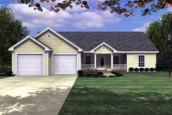 Ranch, Traditional House Plan 59002 with 3 Beds, 3 Baths, 2 Car Garage Elevation