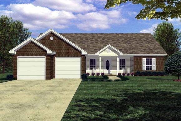 Cottage, Ranch, Traditional House Plan 59004 with 3 Beds, 2 Baths, 2 Car Garage Elevation
