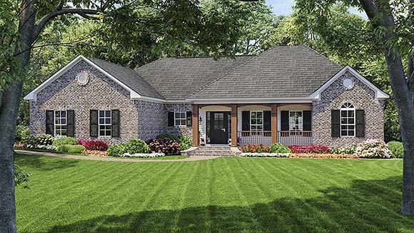 Colonial, European, Traditional House Plan 59009 with 3 Beds, 2 Baths, 2 Car Garage Elevation