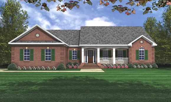 Country, Ranch, Traditional House Plan 59017 with 3 Beds, 2 Baths, 2 Car Garage Elevation