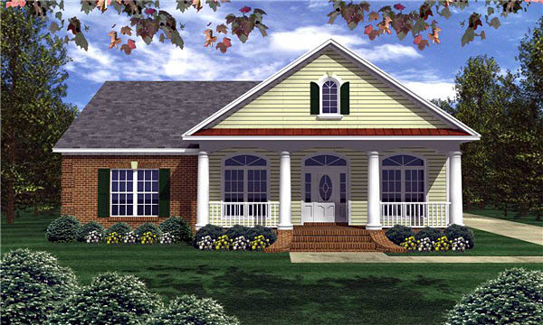 Colonial, Southern, Traditional House Plan 59022 with 3 Beds, 3 Baths, 2 Car Garage Elevation