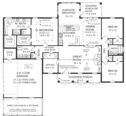 Country, Traditional House Plan 59023 with 3 Beds, 2 Baths, 2 Car Garage First Level Plan