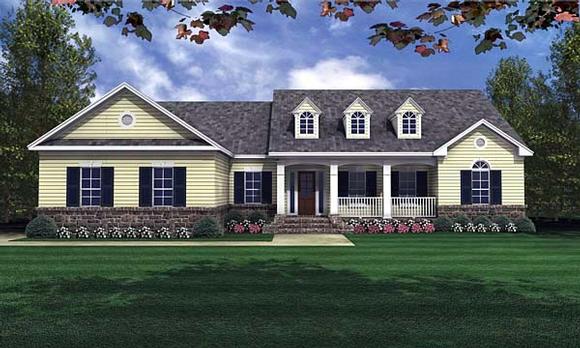 Country, Traditional House Plan 59023 with 3 Beds, 2 Baths, 2 Car Garage Elevation