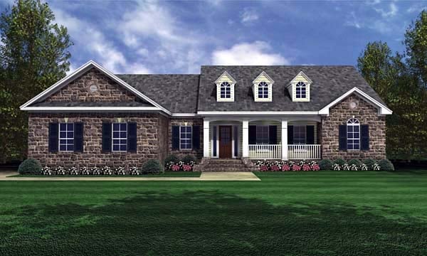 Country, Ranch, Traditional House Plan 59024 with 3 Beds, 2 Baths, 2 Car Garage Elevation