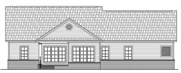 Country, Ranch, Traditional House Plan 59025 with 3 Beds, 3 Baths, 2 Car Garage Rear Elevation