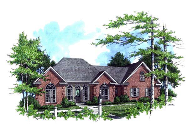 European, Ranch, Traditional House Plan 59026 with 3 Beds, 2 Baths, 2 Car Garage Elevation