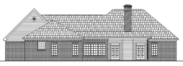 European, Ranch, Traditional House Plan 59026 with 3 Beds, 2 Baths, 2 Car Garage Rear Elevation
