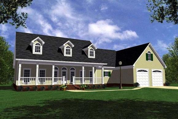 Country, Farmhouse, Ranch, Southern House Plan 59029 with 3 Beds, 3 Baths, 2 Car Garage Elevation