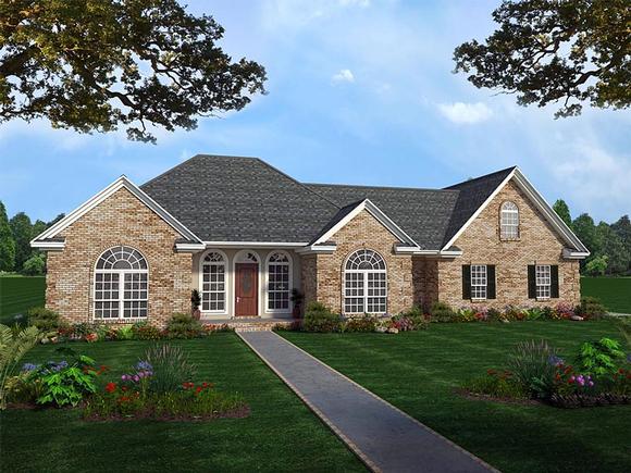 European, French Country, Ranch, Traditional House Plan 59031 with 3 Beds, 4 Baths, 2 Car Garage Elevation