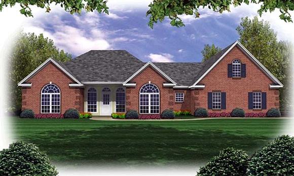 European, French Country, Ranch, Traditional House Plan 59032 with 3 Beds, 3 Baths, 2 Car Garage Elevation