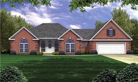 European, French Country, Ranch, Traditional House Plan 59033 with 3 Beds, 3 Baths, 2 Car Garage Elevation