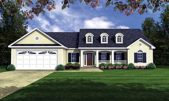 Country, European, Ranch, Traditional House Plan 59035 with 3 Beds, 2 Baths, 2 Car Garage Elevation