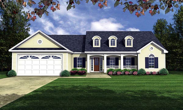 Country, European, Ranch, Traditional House Plan 59035 with 3 Beds, 2 Baths, 2 Car Garage Elevation