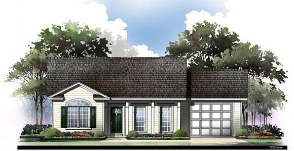 Country, Ranch, Traditional House Plan 59044 with 2 Beds, 2 Baths, 1 Car Garage Elevation