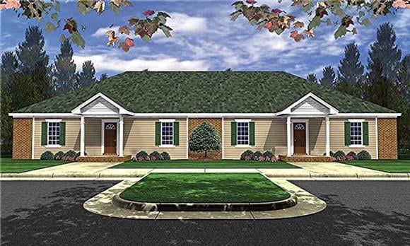 Country, Ranch Multi-Family Plan 59048 with 6 Beds, 4 Baths Elevation
