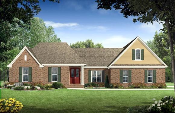European, Ranch, Traditional House Plan 59049 with 4 Beds, 4 Baths, 2 Car Garage Elevation