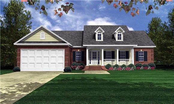 Cape Cod, Country, Ranch, Traditional House Plan 59051 with 3 Beds, 2 Baths, 2 Car Garage Elevation