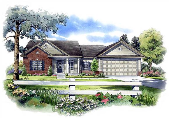 Cape Cod, Ranch, Traditional House Plan 59052 with 3 Beds, 2 Baths, 2 Car Garage Elevation