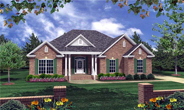 Cottage, European, Traditional House Plan 59053 with 3 Beds, 2 Baths, 2 Car Garage Elevation