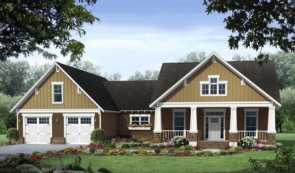 Cottage, Country, Craftsman House Plan 59054 with 3 Beds, 2 Baths, 2 Car Garage Elevation