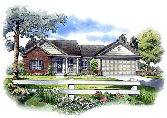 Cape Cod, Ranch, Traditional House Plan 59057 with 3 Beds, 2 Baths, 2 Car Garage Elevation