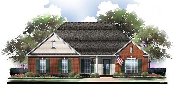Country, European, Ranch, Traditional House Plan 59058 with 3 Beds, 2 Baths, 2 Car Garage Elevation